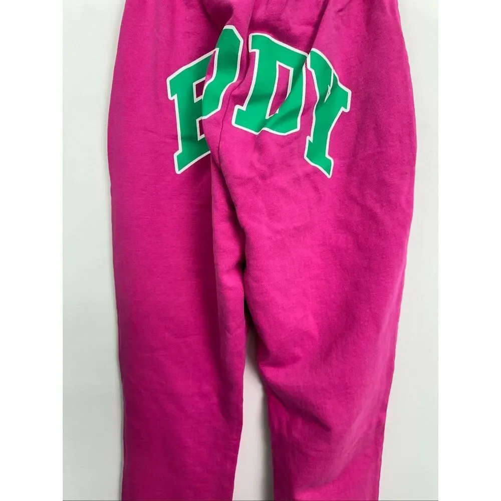Body by Raven Tracy Pink Green Backshot Logo High Rise Elastic Waist Jogger Swea - Picture 14 of 16